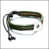 Bracciale in corda di cuoio intrecciato nero marrone verde misura 18 mm con bottone a pressione charms gioielli per donna uomo drop delivery 2021 braccialetti con ciondoli Uvr6Y