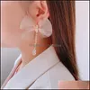 Charm Ohrringe Schmuck Koreanische Mode Ohr Zubehör Sier Nadel Chiffon Bogen Frühling und Sommer Temperament Kristall Quaste Dhwpa