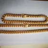 Chains 14mm Stainless Steel Miami Curb Cuban Chain Necklace Boys Men Gold Color Hip Hop Dragon Lock Clasp Link Jewelry 18 K BraceletChains