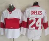 Retro Chris Chelios #7 Hockey Jerseys Vintage 1992 Mens Red Black #24 Classic Stitched Shirts 75th C Patch