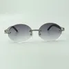 Siyah Bufflar güneş gözlüğü 8100903-B küçük elmas setleri ve 58mm oval lenslerle