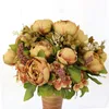 Flores decorativas grinaldas 13 cabeças de peônia núcleo-girado artificial europeia-estilo high-end casamento decoração outono cor