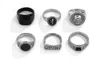 Band Rings Classic Geometric Crystal Simple Personality Fashion Trendy Alloy Retro Ring Set Men