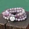 Beaded Strands Dropship Healing Spiritual Gift Women Buddha Lotus Wrap Bracelet Yoga Mala Beads Jewelry 108 Lilac Natural Stone Trum22