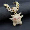 HBP HOP HOP ANIME BIELLIR CUBIC ZIRCON MASCH PENDANT Spirit avec collier de chaîne carré de largeur de 125 mm de largeur de 125 mm