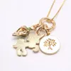 Fashion Jewelry Rainbow Heart Starfish Pendants Necklace Kids Girls Charming Pendant Long Chain Necklaces Cute Child