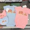 Designer Newborn Baby Boy Girls Clothes Romper 100 Cotton Teddy Bear Costume Infant Jumpsuits Short Sleeve New Born Overalls2228279