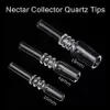 Nectar Collector Quartz Tip Nail 10mm 14mm 18mm Smoking Accessories Threaded Glass Dab Straw Stick for Mini Small Nector Kit