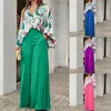 Vintage Boho Print Shirt Wide Leg Pants Two Piece Set Women Summer Casual Loose Suits Work Streetwear Y2k Outfits 220620