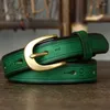Belts 2.4cm Width Copper Buckle Cowskin Genuine Leather For Women Luxury Female Belt Jeans Simple Strap Waist BeltBelts
