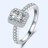 Anillos de clúster Simple Women's Crystal 925 Ring de plata esterlina Joya de compromiso de boda Exquisito de Swarovskis Anilos Giftcluster