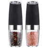 Gravity Electric Salt och Pepper Grinder Set med justerbar grovhet Automatisk kvarn 210713