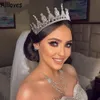 Brdal Headpieces för Zircon Wedding Round Crown Diadem pannband Rhinestone Bridal Headwear King Queen Tiaras Princess Hair Accessories Cl0796