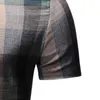 メンズカジュアルシャツクラシックデリケートテクスチャーメン半袖格子縞のシャツ夏のラペルドレスデイリートップマンズ