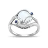 Pierłdy ślubne vintage żeńska biała perła pusta pierścień klasyczny srebrny kolor zaręczynowy Dainty Blue Cyrcon Stone dla kobiet Wynn22