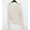 Women's Sweaters Women's Hollow Hole Irregular Side Split Knitted Sweater Women 2022 Spring And Summer Solid Color Versatile Thin