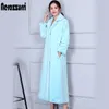 Nerazzurri Long Winter Coat Women Elegant Blue Blue Duster Outwear Outmoy Plus Size Faux Fur Fur overcoat 5xl 6xl 7xl 201029