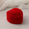 Red Velvet Heart Ring Box Jewelry Display Case Holder Scatole regalo Wedding Romantic Organizer Custodia per anello di fidanzamento all'ingrosso