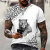 Animal World Leopard 3d Impresso Camisetas Masculinas e Femininas Hd Mangas Curtas Oversized Verão Tops314J