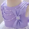 Girl's Dresses Children's Christmas Birthday Party Dress Sleeveless Beaded Bow Flower Girl Piano Playing DressGirl's