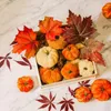 Decoración de fiesta, 12 piezas, decoración de calabazas de terciopelo, calabaza rellena súper suave con exquisita espuma Artificial simulada, bonito envío directo