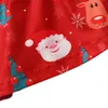 Kläder uppsättningar 3pcs baby tjejer julband klänning röd grop stickad ruffle t-shirt + Santa Claus Overlar outfits för lite 9m 12m