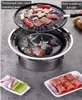 BBQ Griglia a Carbone Portatile per Uso Domestico Coreano Rotondo Carbon Barbecue Fornello da Campeggio per Esterni, Interni e Picnic