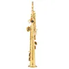 GOUD 903 B-drop rechte buis Professionele saxofoon Saxofoon Golde vergulde professionele tonen Saxosopraaninstrument