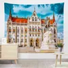 Street View Old Buildings People Dike Series Wall Hanging Wall Carpets Wall Cloth Mat Background Blanket Home Decoration J220804