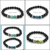 Pulseras con dijes Joyería Moda Piedra de lava negra natural Pulsera turquesa Aromaterapia Difusor de aceite esencial para Dhsz3