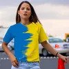 Blå gul ukraina flagga t shirt kvinnor kort ärm harajuku tshirt kvinnlig t -shirt söt topp tee 220628
