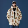 PR Kobiety ciepłe jagnięce płaszcze wełny zima grafika graficzna parkas koreańskie streetwear man Casual Oversize Coats 201201
