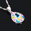 Anhänger Halsketten Großhandel Einzelhandel Modeschmuck Feiner BlauRosa Feueropal Stein Sterling Splitter Anhänger Für Frauen PAT002Pendant