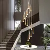 Pendelleuchten, schwarzer Treppen-Kronleuchter, modernes Duplex-Gebäude, Innen-Deko, Wohnzimmer, Decken-Kronleuchter, Esszimmerlampe, LED-Linienlampe