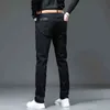 Svarta smala jeans män höst och vinter högkvalitativ modemärke ungdom fritid långa byxor mångsidig live sändning