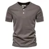 AIOPESON Casual 100% cotone Polo da uomo Button Up Tinta unita Semplice T Shirt per uomo Estate Business Mens T Shirt 220704