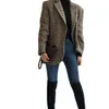 Koreaanse stijl retro Houndstooth Oversized herfst en winter veterpak losse wol dames jas mode casual jas 2021 nieuwe L220725