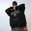 Kobiety Hip Hop Streetwear Bluzy jesienne Zwyciężony płaszcz z kapturem Goth Harajuku Y2K Grunge Punk zamek błyskawiczny 220816