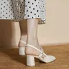 6.5 cm nieuwe mode sandalen hoge hakken vrouwelijke kralen enkel wrap square teen dames schoenen 38 39 g220519