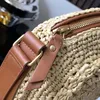 Neueste runde Strohbeutel für Frauen Sommer Rattan gewebtes Strandtasche handgefertigtes Weben mit Reißverschluss Crossbody Umhängetasche Frau Handtasche