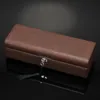 Watch Boxes & Cases Brown Color Sheepskin Genuine Leather 6 Grids Lockable Storage For Men Women Gift