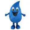 Halloween Blue Water Drop Mascot Traje de alta qualidade Caracteres de desenhos animados Tamanho dos adultos Festa de anivers￡rio de anivers￡rio da festa ao ar livre