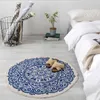 Tapis maroc tapis rond Style Boho gland coton tissu tapis porte couverture décor tissé à la main Design rétro tapis décoratifs