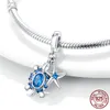 925 Silver Fit Pandora Charms originale Pendante fai -da -te Donne Braccialetti perline Nuovo Design Summer Ocean Blue Sea Turtle pendle