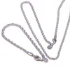 Hot Silver Fashion 925 4MM Twisted Rope Chain Bracelets Necklace Jewelry Sets For Men Women Wedding Party Gifts