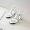 Sandels Women Shoes Summer New Fashion Open Toe Modern Roma Sandals Med Trick Heels Black White Yellow Footwear 220303