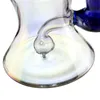 Elegant 7.6-Inch Blue Glass Bong: Rings Mouthpiece, Cric Ball Percolator, 14mm Female Joint