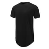 Men Casual T-Shirt Curve Hem Side With Zipper Short Sleeve Streetwear Long line Hip Pop Style Tops Fashion Extend Swag T 220408