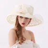 Kvinnor Organza Derby Tea Party Glitter Wide Brim Wedding Hat Wide Brim Sun Hats