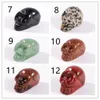 Fabrieksfeest decoratie 1 inch kristal quarze skull sculptuur hand gesneden edelsteen standbeeld beeldje Collectible Healing Reiki Halloween